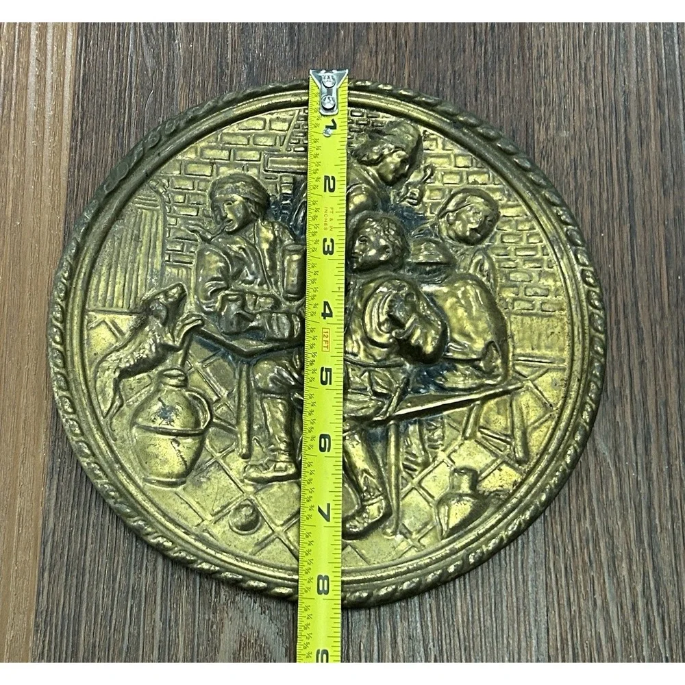 Vintage Peerage Brass Embossed Wall Hanging 2 Plates Made‎ In England